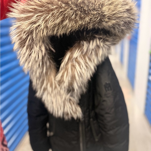 Women’s Mackage Black Puffer Coat with Natural Fur Trim - Picture 7 of 8